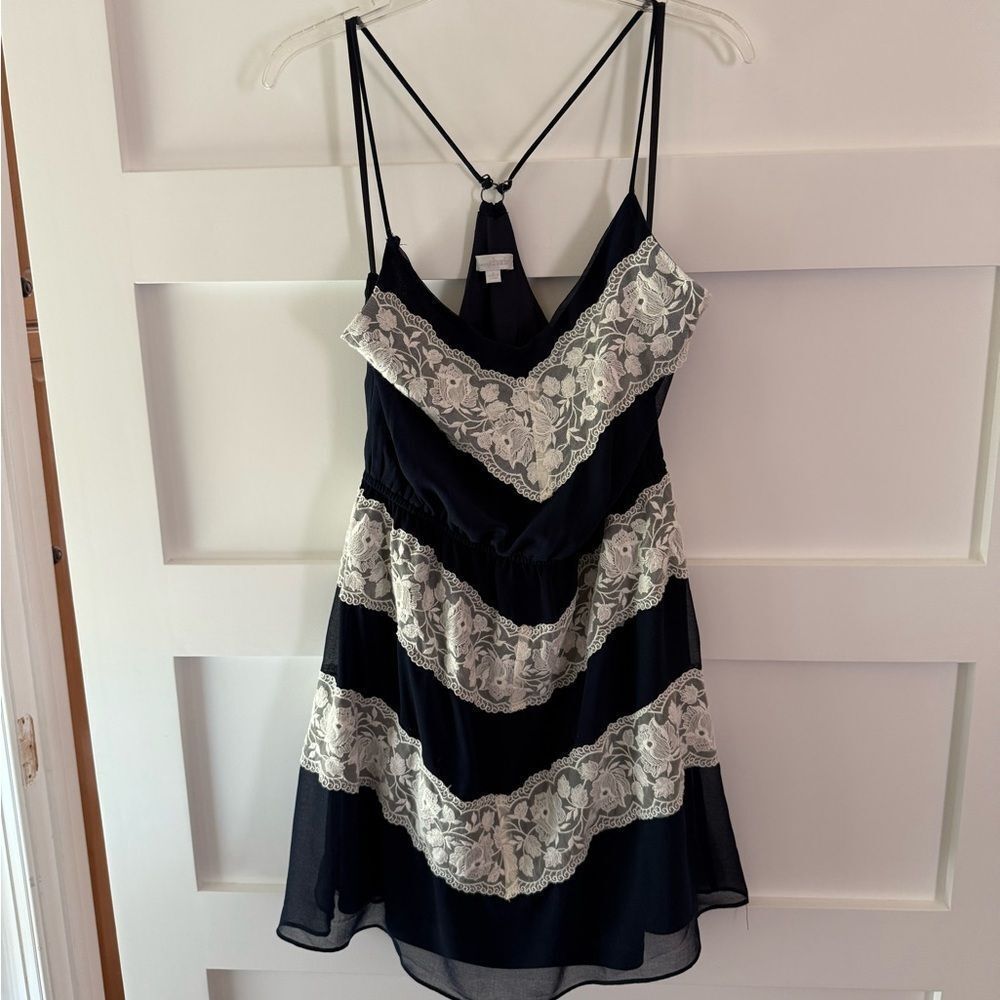 New Charming Charlie Elegant Black and White Lace Dress